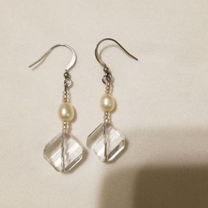 Pearl and crystal earrings